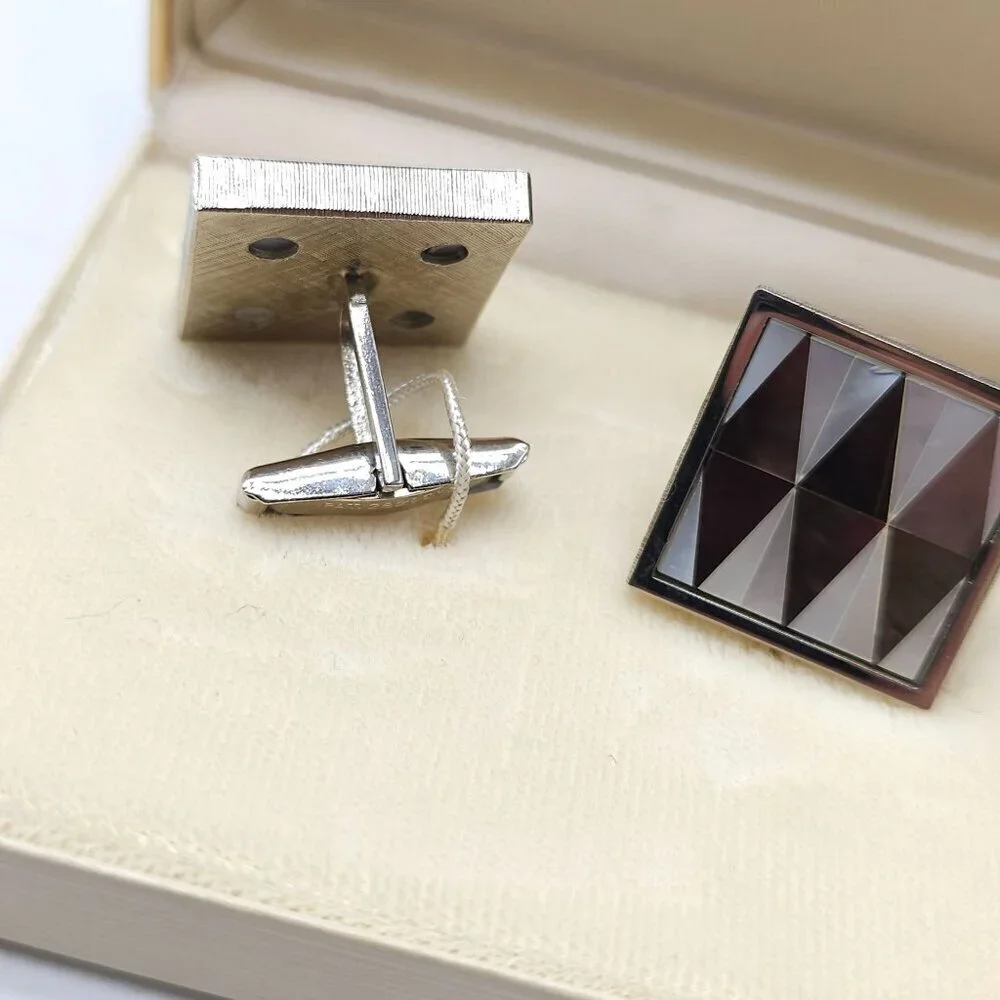 Vintage Cripps Mother Of Pearl Inlay Square Cufflinks
